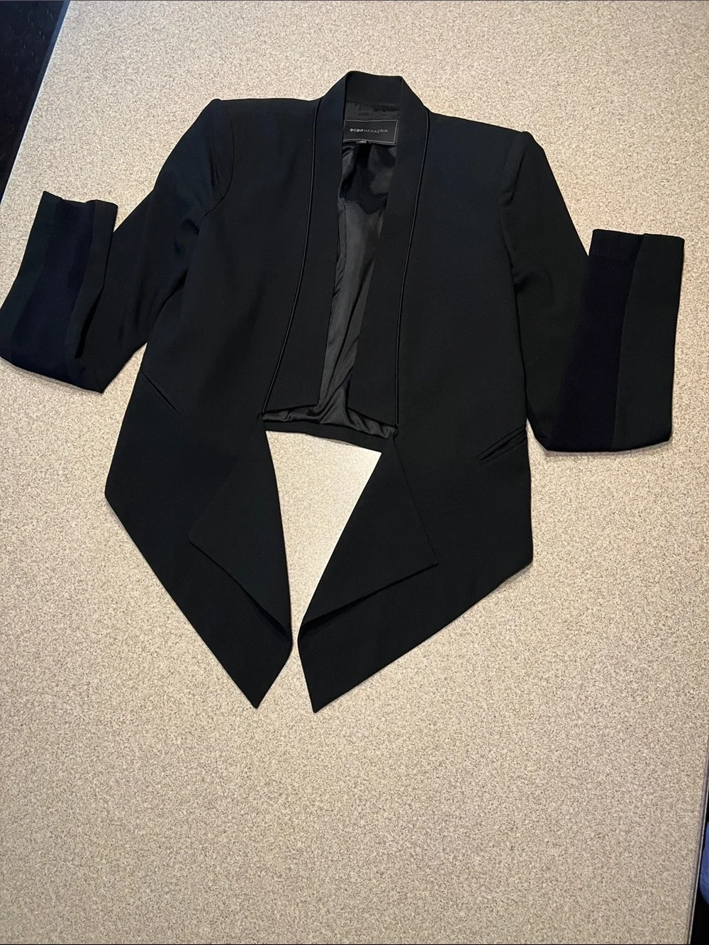 ❤️ BCBGMaxAzria Candice Black Asymmetric Blazer - Picture 7 of 9